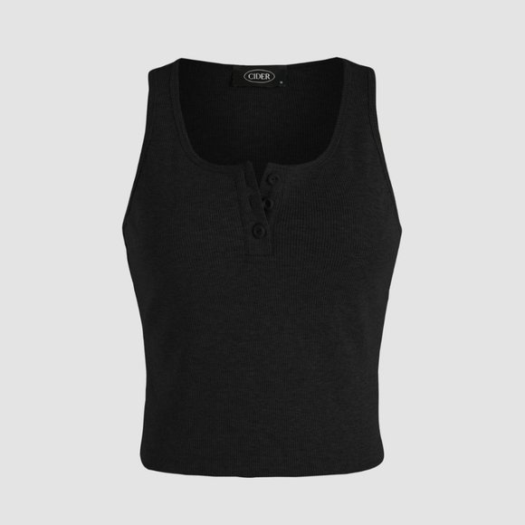 Cider Rib Button Up Tank Top - Picture 1 of 2